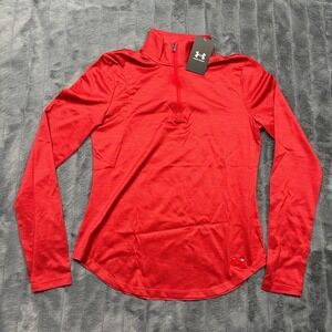 Under Armour Womens HeatGear Tech Twist 1/2 Zip Pullover Red Small 1320128-600